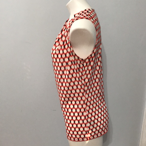 Sleeveless Geometric Pattern Orange Blouse - Picture 6 of 10